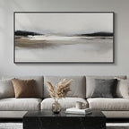 Large Framed Abstract Wall Art for Living Room, Horizontal Black and White Landscape Canvas Prints Paintings Artwork for Walls, Neutral Modern Minimalist Pictures Wall Decor for Bedroom Office 30x60
