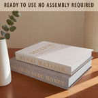 Decorative Books for Home Decor, Coffee Table Decor with Linen White Books Stack Bookshelf, Fake Book Double as Libros Decorativos and Photo Storage (2 Piece Set)