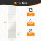 Delma Frameless Mirror Tiles 22"x22"x4 Pcs Wall Mounted, Shatter Resistant Full Length Tempered Glass Panels for Home Gym Bathroom Bedroom & Living Room Decor