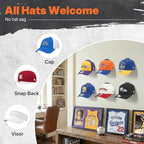 HOUSE DAY Adhesive Hat Hooks for Wall 32 Pack, Strong Hat Rack for Baseball Cap Display Organizer, Hats Holder for Wall, Door, Closet, No Drilling, Black