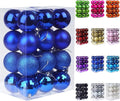 Emopeak 24Pcs Christmas Balls Ornaments for Xmas Christmas Tree - 4 Style Shatterproof Christmas Tree Decorations Hanging Ball for Holiday Wedding Party Decoration (Navy Blue, 1.6"/4.2CM)