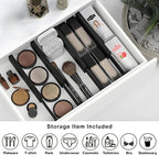 6 Pack Drawer Divider - 2.6" High, 11" to 18" Adjustable Bamboo Drawer Organizers for Clothes, Expandable Dresser Separators in Bedroom/Bathroom/Kitchen/Office Organization and Storage (Black)