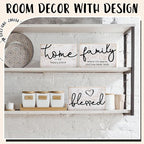 Jetec 3 Pcs Family Home Blessed Rustic Wood Sign Mini Wood Decorative Farmhouse Woodworks Table Shelves Decorations Sign for Bedroom Kitchen Living Room Table Decor(Retro Color,4.25 x 2.76 x 0.59 in)