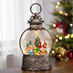 Christmas Snow Globes Lantern with Music, Santa Claus Scene Snow Globes with Swirling Glitter Effects, USB/Battery Powered with 6-Hour Timer, Christmas Decorations