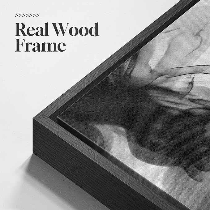 Large Framed Black and White Abstract Wall Art for Living Room, Set of 3 Modern Canvas Prints Paintings Artwork for Walls -Minimalist Pictures for Hallway, Bedroom, Office Wall Decor 24x36 In