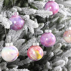 Soulchen 12 Pcs Christmas Iridescent Ornaments 2.36 Inch Plastic Rainbow Hanging Gradient Ball Christmas Tree Decoration Fake Bubble for Xmas Tree Winter Party Holiday Home Decorations