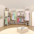 Heavy Duty Garment Rack L Shaped Clothes Rack for Corner,Load 1631LBS,Freestanding Portable Wardrobe Closet Clothing Rack with 7 Adjustable Shelves, 4 Hanging Rods,70.5"H x 85.4"L x 17.4"W