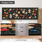 U'Artlines 2'x6' Boho Runner Rug for Hallways Kitchen Colorful Floral Soft Non Slip Washable Floor Carpet Runners for Entryway Laundry Room Bathroom Black Green