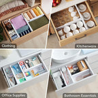 Lifewit 12 Pack 4" High Drawer Dividers 28-43.5cm/11-17" Adjustable Drawer Organizer for Clothes/Utensils, Expandable Drawer Separator in Dresser/Kitchen/Bedroom/Office Organization & Storage White