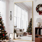 BEAUTYPEAK 77"x38" Rectangle Full Body Floor Mirrors, Full Length Mirror Hanging or Leaning, Aluminum Alloy Frame Wall Mirror for Bedroom, Dressing Room, Gold