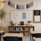 DrCor Dusty Blue Tassel Garland – Boho Classroom Decor for Bulletin Board, Teacher Classroom, Nursery, Kids Room, Back to School, Baby Shower & Birthday Decorations
