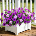 6 Pcs Artificial Petunia Flowers for Outdoor, Fake Spring Petunias Faux Silk Flowers for Outdoors UV Resistant Plants for Planters Garden Porch Patio Window Box Indoor Table Decor(Double Purple)