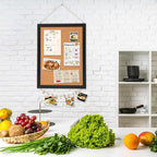 DOLLAR BOSS Cork Bulletin Board 1-Pack 16''X 12'' Double-Sided Cork Boards for Walls Wood Framed Corkboards, Small Pin Board for Home Kitchen Office Decorative Hanging 10 Pushpins, Black