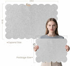 Lightomorrow Scalloped Bulletin Board, 24 x 18 Inches Felt Pin Board - Decorative Cork Alternative for Wall, Foldable Picture Self-Adhesive Vision Prayer Board with 20 Pushpins - Light Gray