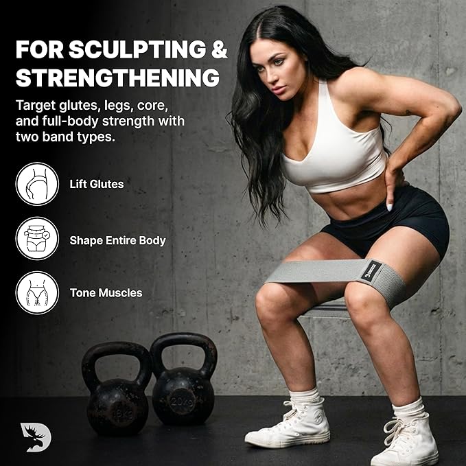 DMoose Fitness Fabric Resistance Bands for Full Body Exercises - Non-Slip Thick Cloth Stretch Band for Squats, Lunges & Bicep Curls - Long Resistance Bands for Working Out - Booty Band for Men & Women