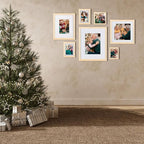 Egofine 5x7 Picture Frames Set of 4, Made of Solid Wood Covered by Plexiglass 3.5x5 and 4x6 with Mat or 5x7 without Mat, for Table Top Display and Wall Mounting Photo Frame Oak Wood