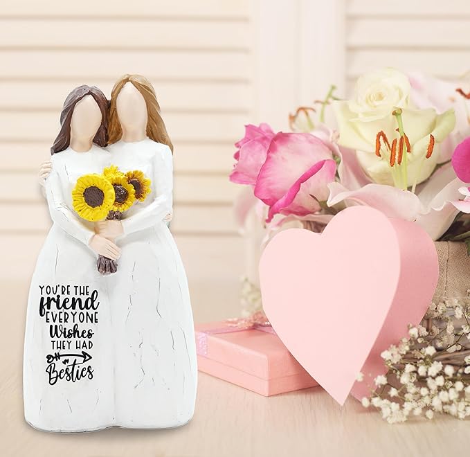 Friendship Gifts for BFF, 6” Best Friends Sculpted Hand-Painted Figurine Statue, Friendship Gift for Besties Birthday Gifts for Women, Christmas, Thanksgiving, Gift for Best Friend Birthday