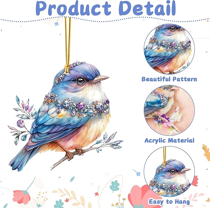 Hummingbird Window Hangings Ornament- 10Pcs Acrylic Bird Sun Catcher Decor, Art SunCatcher Tree Pendant for Gifts Indoor Outdoor Home Wall Living Room Spring Summer Garden Decoration