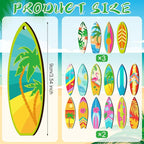 Geelin 36 Pcs Summer Wood Hanging Ornaments for Tree Mini Tree Decorations Hawaiian Beach Wooden Pendant Decorations with String for Luau Party Supplies(Surfboard)