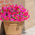 12 Bundles Morning Glory Artificial Flowers for Outdoor Decoration UV Resistant Fake Plastic Plants Artificial Greenery for Indoor Outdoor Garden Patio Window Box Home Decor