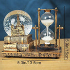 Snow Globe with Hourglass Timer Home Decorations for Living Room LED Music Crystal Ball Snow Globes Collectibles Bedroom Book Shelf TV Cabinet Desktop Decor Statue Figurine Table Centerpiece Ornament