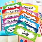 Zonon 48 Pieces Holiday Monthly Headliners Set 12 Months of The Year Headers Seasonal Monthly Bulletin Board Borders with 36 Round Blank Confetti Cutouts(Simple Style)