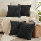Fancy Homi 4 Packs Decorative Throw Pillow Covers for Living Room Couch Bed, Modern Farmhouse Boho Home Décor Accent Cushion Case, 24" x 24", Black
