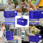 10Pack Moving Storage Bags, Moving Supplies Packing Boxes for Moving, Camping, College Dorm Room Essentials for Girls, Blue Tote Bags, 76L Heavy-Duty Storage Bins With Lids And Zippers