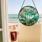 Stained Glass Window Hanging, Green Abstract Lotus Leaves Tree Sun Catcher for Window Door Home Decor Plant Suncatcher Christmas Mother's Day Birthday Gifts for Women Men Mom Nana 9.8 in