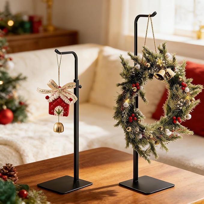 2 Pack Purse Holder Handbag Display Stand: Hanger Rack Showing Bags, Purses, and Wreath, Adjustable Black Hook Stand for Tabletop, Closet, Desk, and Retail Use for Vendors