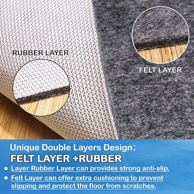 Non-Slip Rug Pads 2 x 3 ft, 100% Waterproof Extra Large Area Rugs Non Skid Rug Pad for All Floors and Finishes Durable Hardwood Floor Protective Felt Keeps Rugs in Place, Safe and Secure
