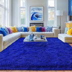 Rugs for Living Room 9x12, Soft Shaggy Modern Shag Area Rug for Bedroom, Upgrade Non-Slip Plush Fluffy Carpet for Kids Boys Girls Room Home Decor Aesthetic, Royal Blue