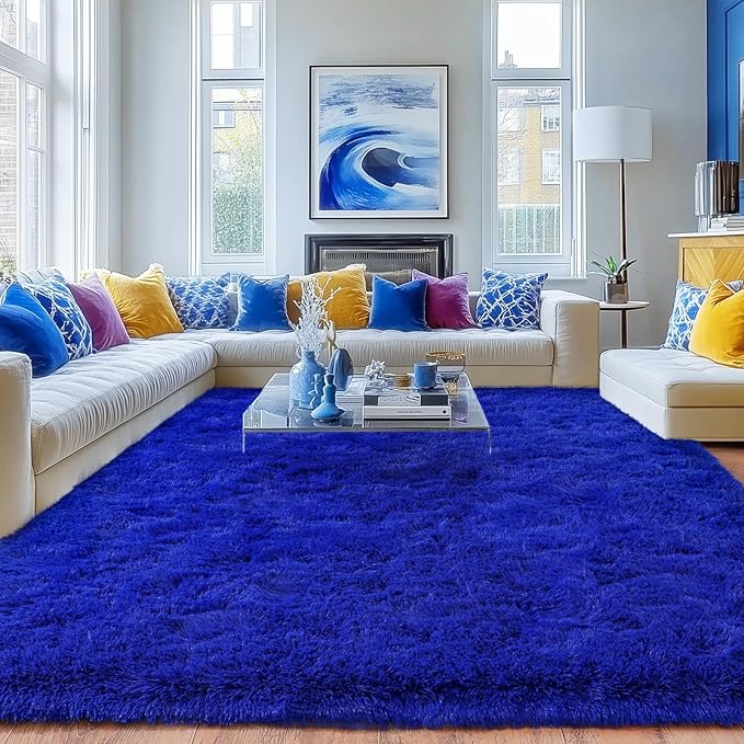 Rugs for Living Room 5x7, Soft Shaggy Modern Shag Area Rug for Bedroom, Upgrade Non-Slip Plush Fluffy Carpet for Kids Boys Girls Room Home Decor Aesthetic, Royal Blue