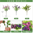 INQCMY Artificial Flowers for Outdoors Faux Plants Fake Flowers Spring Summer Decoration,12 Bundles Faux Silk Colorful Daisy Realistic UV Resistant for Outside Home Planter Window Porch Patio Yard