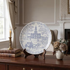 250th Anniversary Decorative Plates 10 Inch Patriotic Decorations Commemorative Plates with Stand Semiquincentennial 4th of July Veterans Day Home & Office Colonial Toile Design
