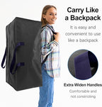 Heavy Duty Extra Large Moving Bags W/Backpack Straps - Strong Handles & Zippers, Storage Totes For Space Saving, Fold Flat, Alternative to Moving Box and Storage Bin (Set of 6, Black)