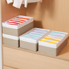 4 Packs T-shirt Drawer Organizers for Clothing,10 Grids Compartment Wardrobe Storage Box, Clothes Organizer for Folded Clothes, T-shirt, Legging-15.75''x9.06''x5.91-BeigeWhite