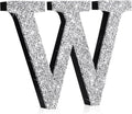 Qunclay 8'' Silver Crystal Diamond Bling Letters Crushed Diamond Decoration Wooden Glitter Letter with Screw and Hooks Rhinestone Gift for Wedding Y2k Mcbling Bedroom Wall Decor (Letter W)