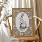 Framed Vintage Rabbit Wall Art, Cute Easter Bunny Pictures Wall Decor, Rustic Farmhouse Animal Paintings Canvas Prints Cottagecore Home Decor for Nursery Living Room Bedroom 12x16 inch