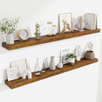 Fun Memories 55 Inch Floating Shelves Bedroom, Large Extra Floating Shelf Set of 2 with Invisible Brackets, Rustic Brown