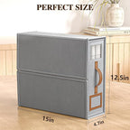 3 Pack Foldable Bed Sheets Set Organizers and Storage(King & Queen Size),Linen Fabric Closet Organizers with Window,Folding Bedding Storage Box for Bedsheets and Pillow Cube Organizer-Gray