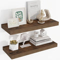 Acovy 24 Inch Floating Shelves, 3D Textured 24"x9.25"x1.5" Inch Deep Floating Shelves for Wall, Wooden Shelves for Bathroom, Bedroom, Living Room, Brown, 2 Pieces