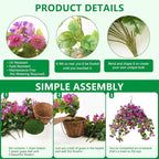 Homsunny Artificial Hanging Fake Flowers with Basket Plants for Outdoor Spring and Summer Decoration, Faux Silk Flower UV Resistant Morning Glory for Home Porch Patio Garden Balcony Yard Look Real