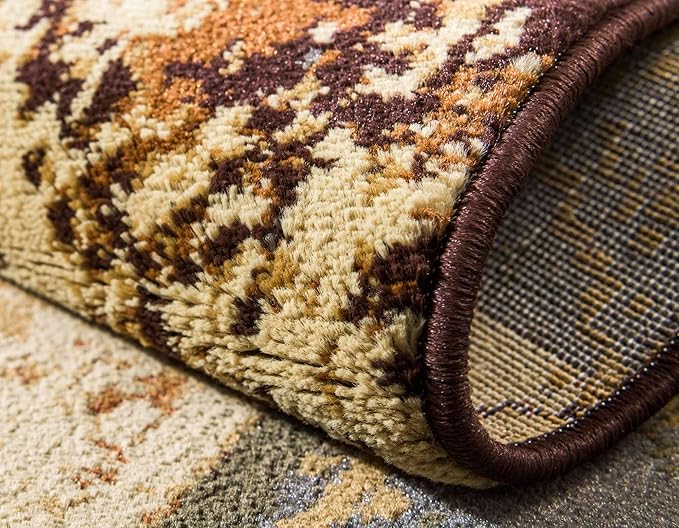 Unique Loom Barista Collection Area Rug - Arusha (4' 1" Round, Beige/ Black)