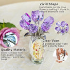 H&D HYALINE & DORA Crystal Rose Purple Flower Figurine,Rose Gifts for Mom Wife Grandma,Glass Flower Collectible Ornament Mother's Day Thanksgiving Anniversary Birthday Gifts