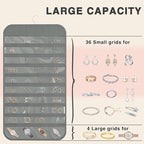 2-Pack Hanging Jewelry Organizer Storage, 40 Pockets 36 Hooks Necklace Earring Necklace Bracelet Ring Organizer, Double - Sided Design, Grey