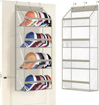 AOODA Clear Over the Door Hat Racks for Baseball Caps, Hold 48 Caps Hat Storage Organizer for Closet Wall, Deep Pockets Hanging Snapback Holder Shelves with 3 Hooks, Grey