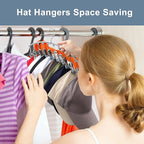 Hat Hangers for Closet, Metal Hat Organizer for Baseball Caps 2 Pack Door Hat Racks for Baseball Caps w/ 10 Large Clips, Baseball Cap Hangers for Closet Storage, Fits All Caps