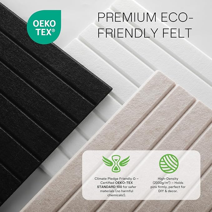 MaxGear Large Cork Boards for Walls 36" x 24", Black Felt Bulletin Board Tiles for Office Decor, 6 Pack Felt Wall Tiles with Slat Paneling, Push Pin Board Home Wall Organizer