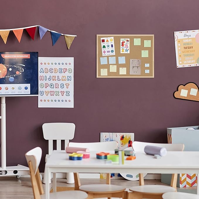 DAHAPYBOO Cork Board Bulletin Board,24x18 Cork Board for Office with Pin Oak Wood Boards,Message Board or Vision Board Decoration.